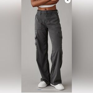 American Eagle Blue Super High-Rise Baggy Wide Leg Pants- Size 8 Long